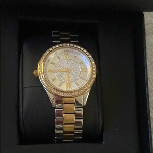 JBW Gold and Silver Watch with Crystal Details
